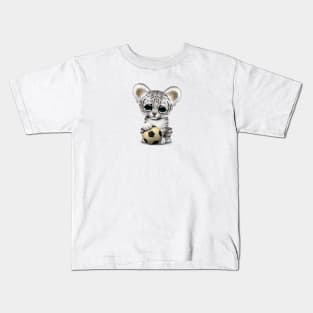 White Tiger Cub With Football Soccer Ball Kids T-Shirt